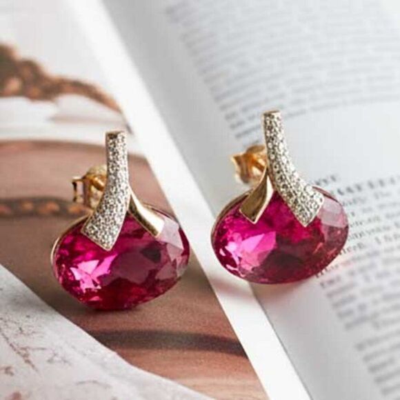 2/$40 Ladies Red Crystal Earrings  - Picture 4 of 11